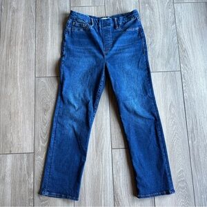 NEW Good American Straight Leg Stretch Cropped Ankle Jeans